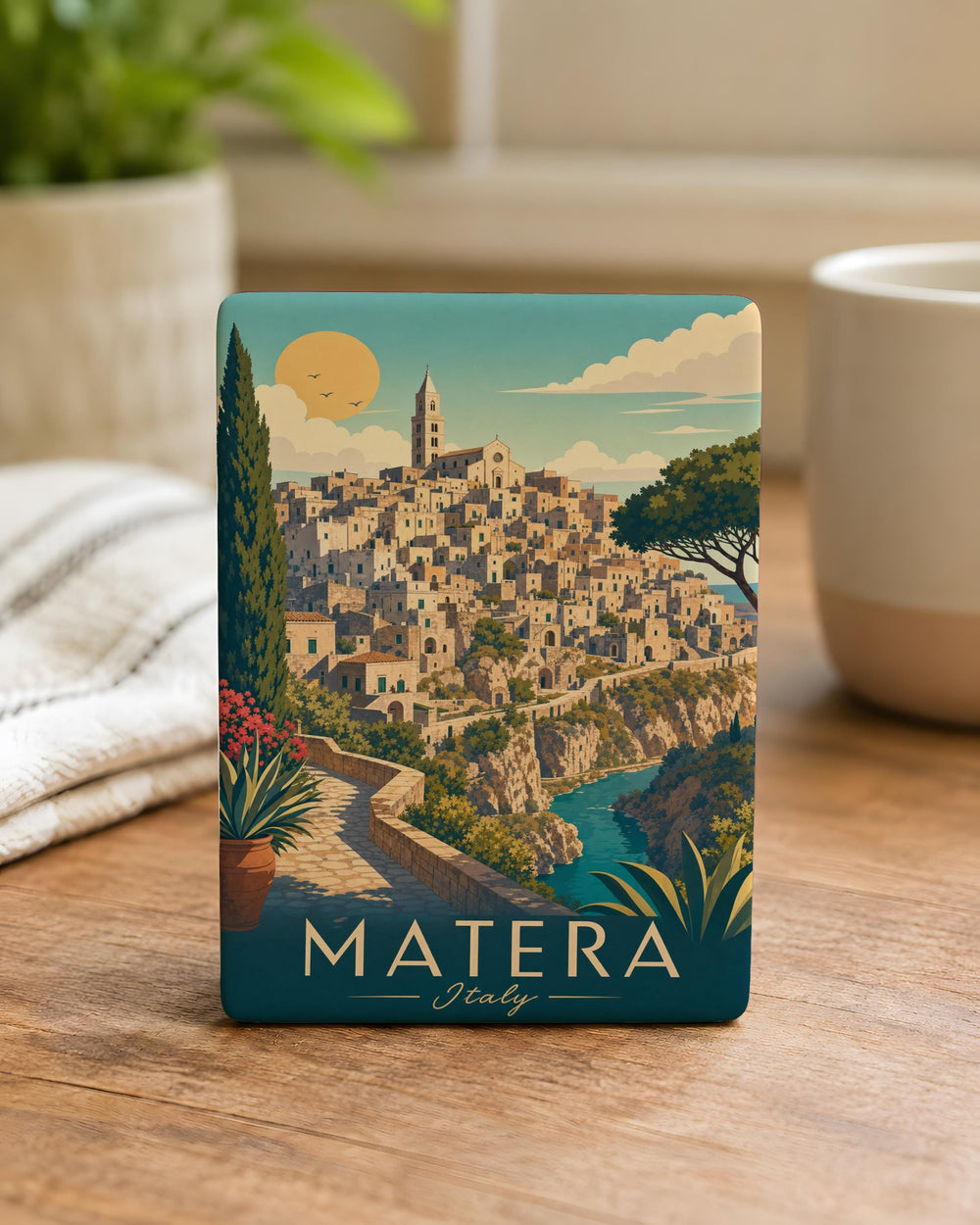 Matera Italy Fridge Magnet, Matera Sassi Cave Dwellings Souvenir, Basilicata Travel Gift, Italian Landmark Magnet