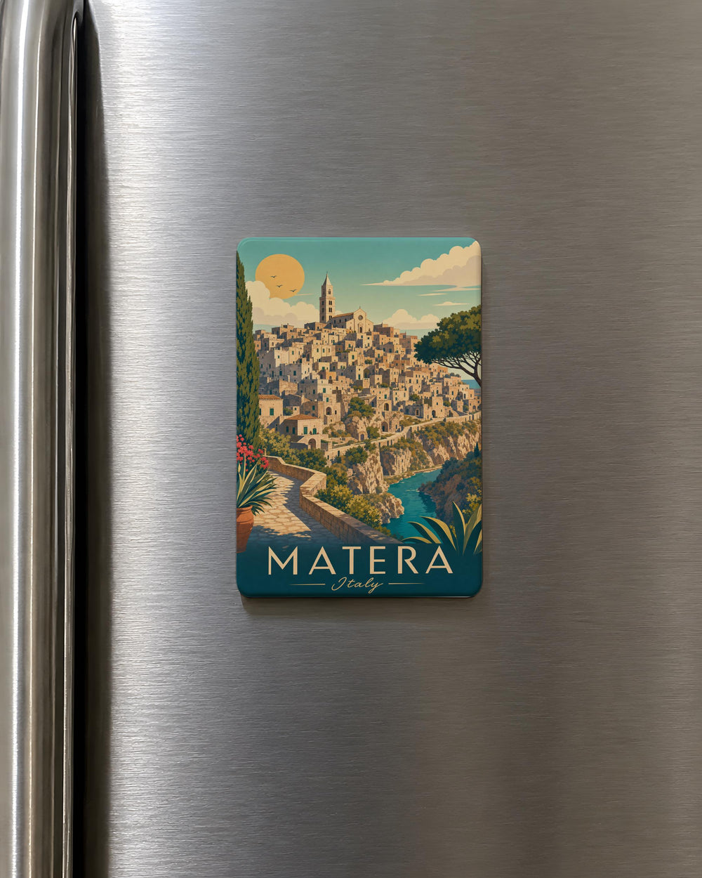 Matera Italy Fridge Magnet, Matera Sassi Cave Dwellings Souvenir, Basilicata Travel Gift, Italian Landmark Magnet