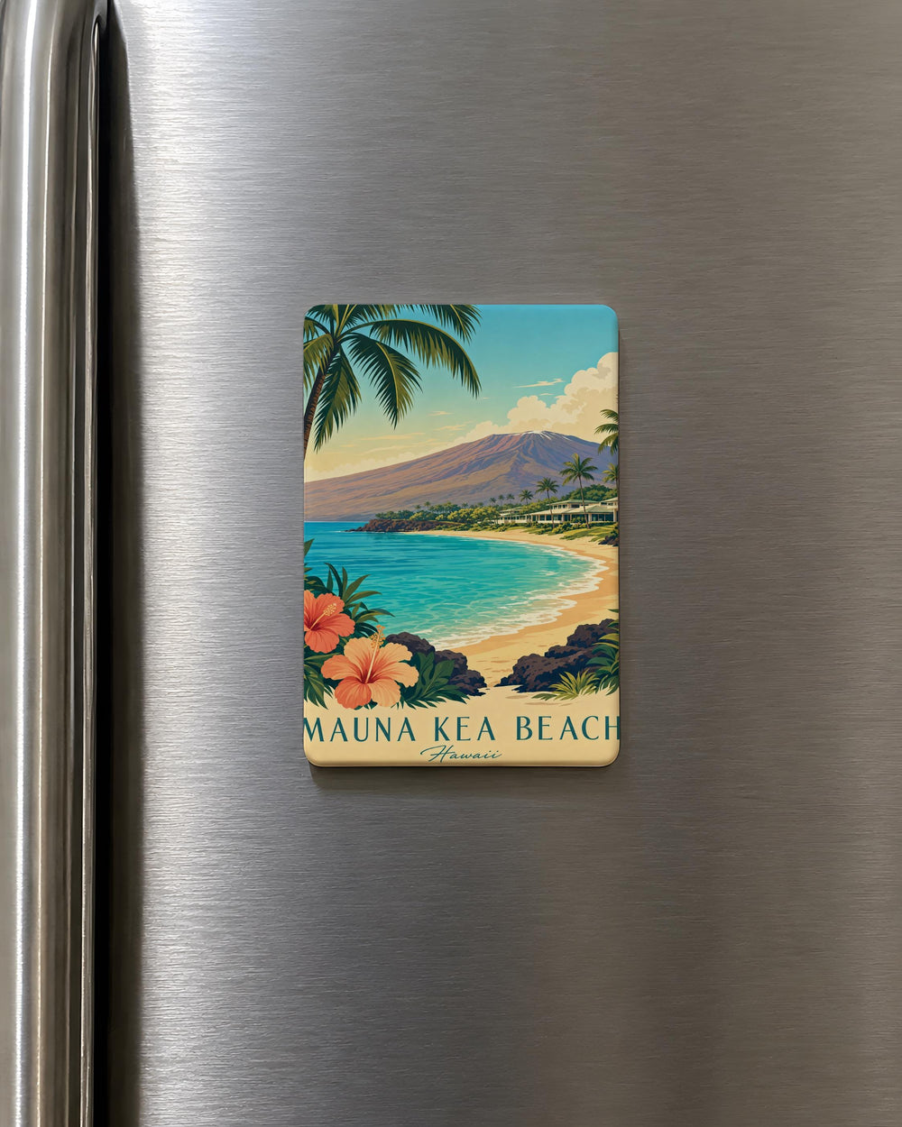 Mauna Kea Beach Fridge Magnet, Hawaii Coastal Shoreline Souvenir Magnet, Beach Vacation Keepsake, Island Travel Gift