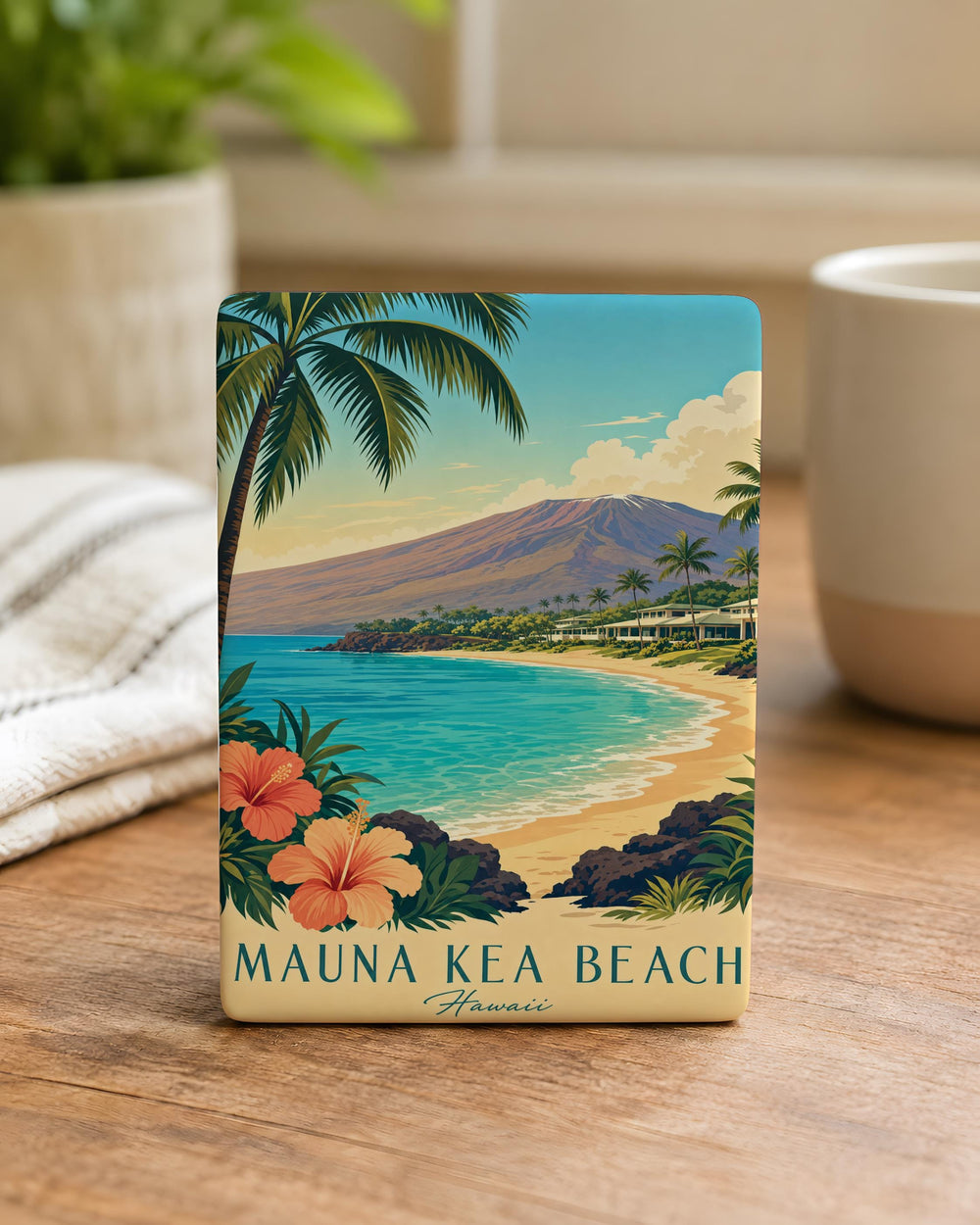 Mauna Kea Beach Fridge Magnet, Hawaii Coastal Shoreline Souvenir Magnet, Beach Vacation Keepsake, Island Travel Gift
