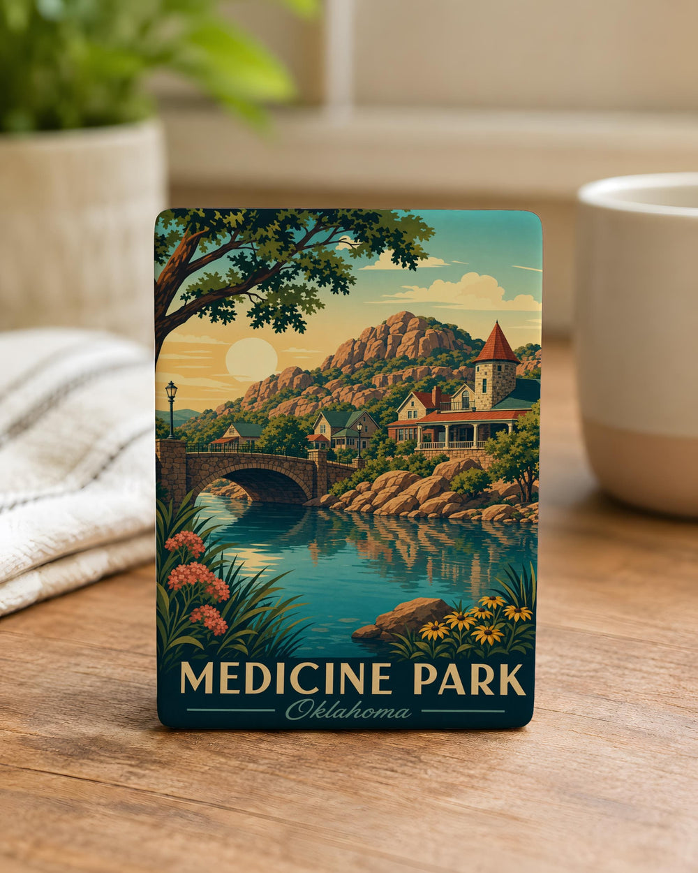 Medicine Park Oklahoma Fridge Magnet, Medicine Park Souvenir Magnet, Oklahoma Travel Gift, Wichita Mountains Keepsake Magnet
