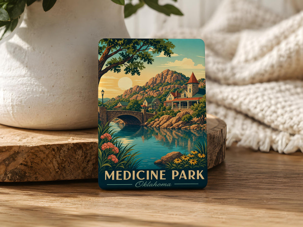 Medicine Park Oklahoma Fridge Magnet, Medicine Park Souvenir Magnet, Oklahoma Travel Gift, Wichita Mountains Keepsake Magnet