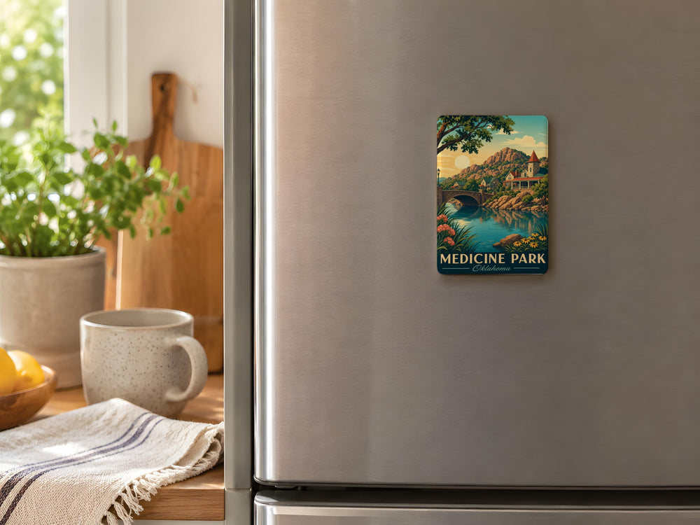 Medicine Park Oklahoma Fridge Magnet, Medicine Park Souvenir Magnet, Oklahoma Travel Gift, Wichita Mountains Keepsake Magnet