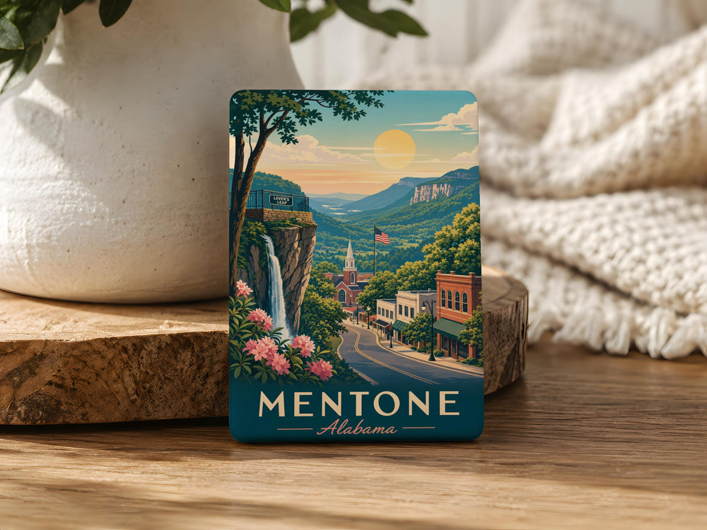 Mentone Alabama Fridge Magnet, Mentone AL Souvenir Magnet, Alabama Mountain Town Travel Keepsake Magnet