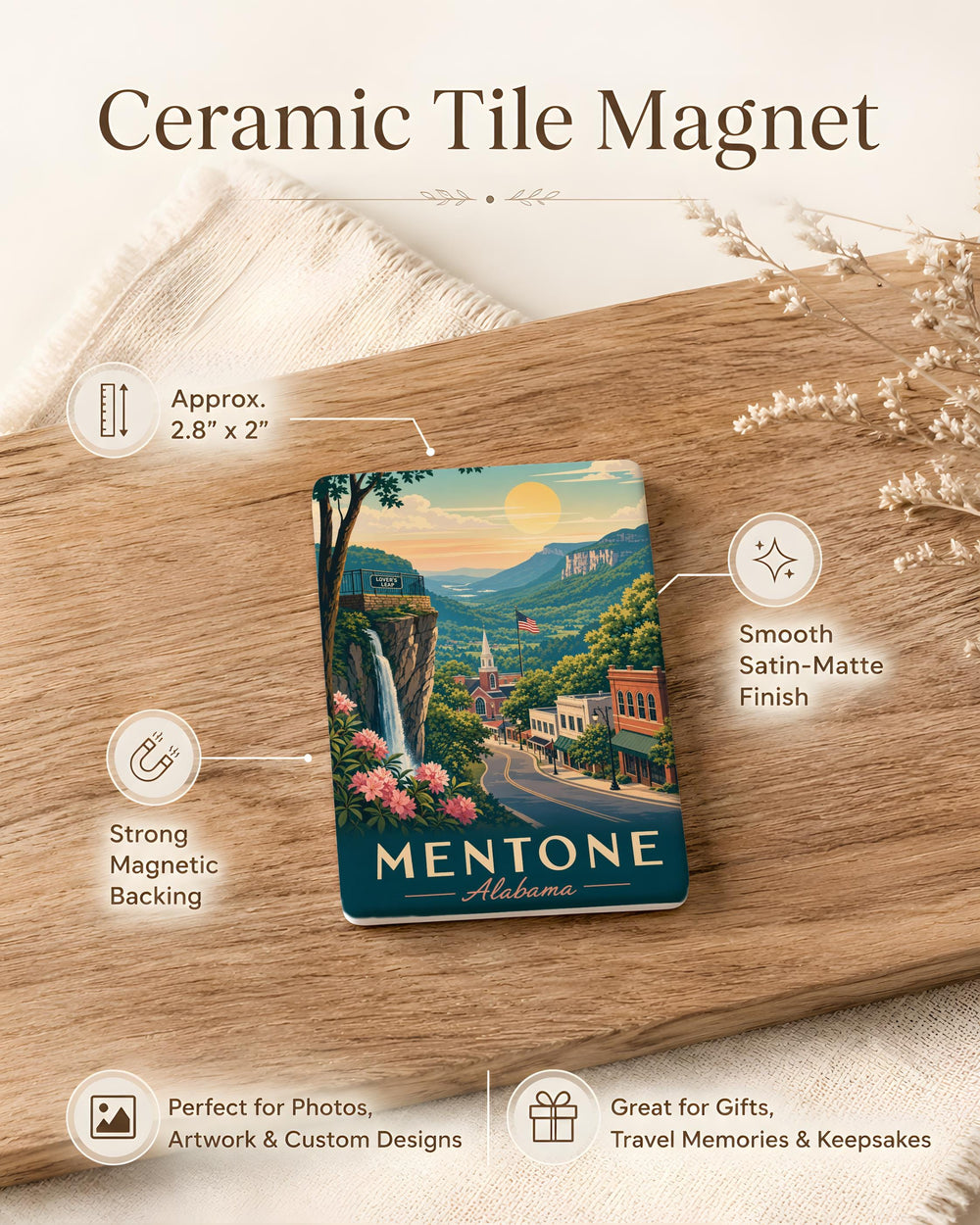 Mentone Alabama Fridge Magnet, Mentone AL Souvenir Magnet, Alabama Mountain Town Travel Keepsake Magnet