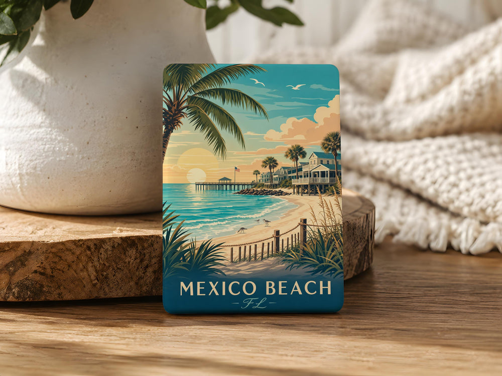 Mexico Beach FL Fridge Magnet, Florida Gulf Coast Souvenir, Beach Town Vacation Keepsake, Mexico Beach Florida Travel Gift