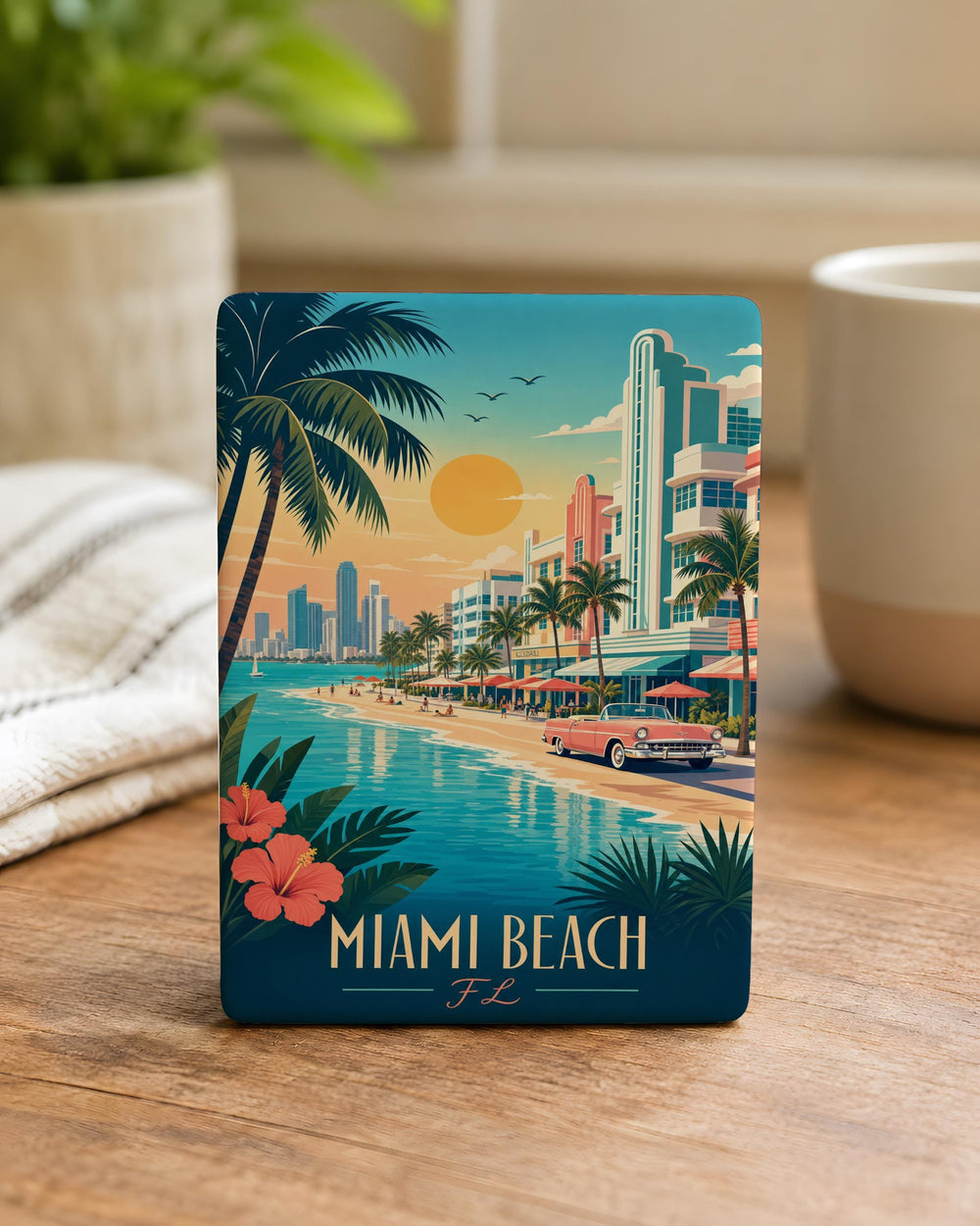 Miami Beach Florida Fridge Magnet, Miami Beach FL Souvenir Magnet, Beach Vacation Travel Gift, Coastal City Keepsake Magnet