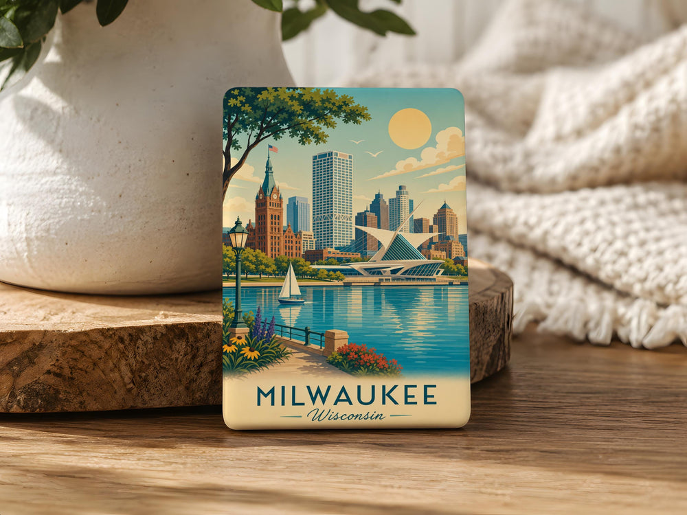 Milwaukee Wisconsin Fridge Magnet, Milwaukee Souvenir Magnet, Wisconsin Travel Gift, Milwaukee Landmark Magnet, City Magnet