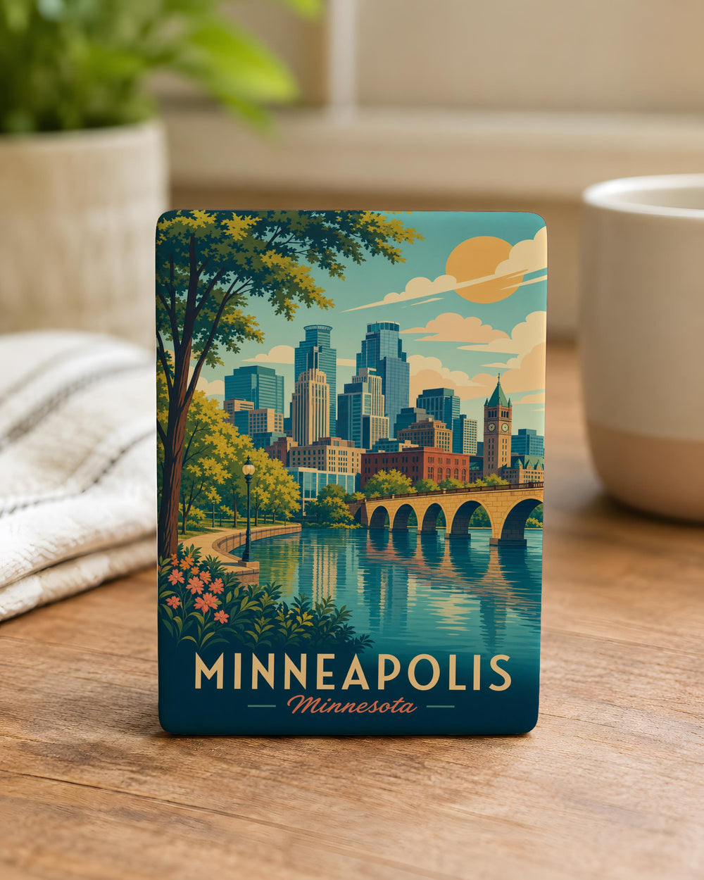 Minneapolis Minnesota Fridge Magnet, Minneapolis Skyline Souvenir Magnet, Minnesota Travel Gift, Twin Cities Landmark Magnet