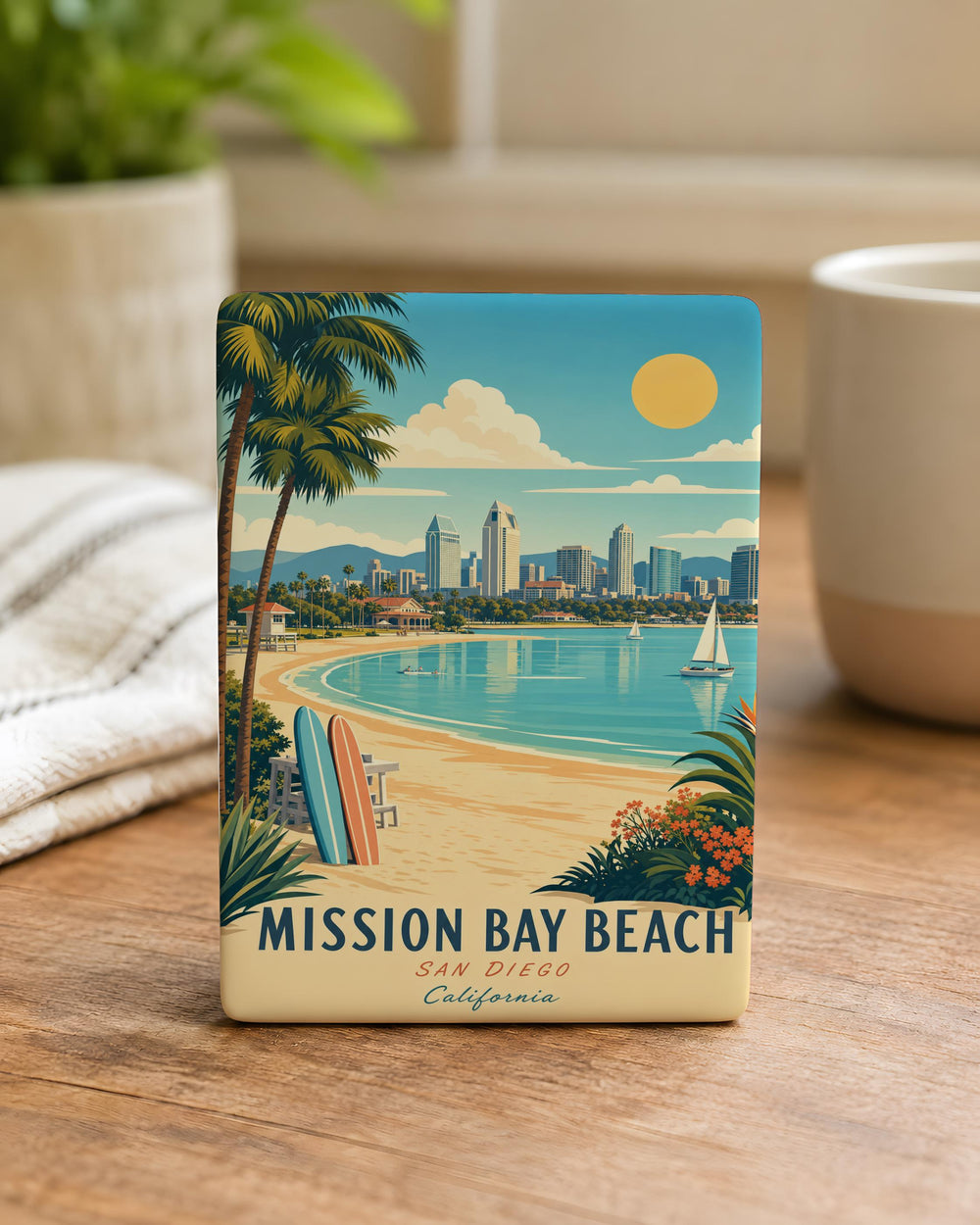 Mission Bay Beach Fridge Magnet, San Diego California Coastal Souvenir, Ocean Shoreline Vacation Travel Keepsake Magnet