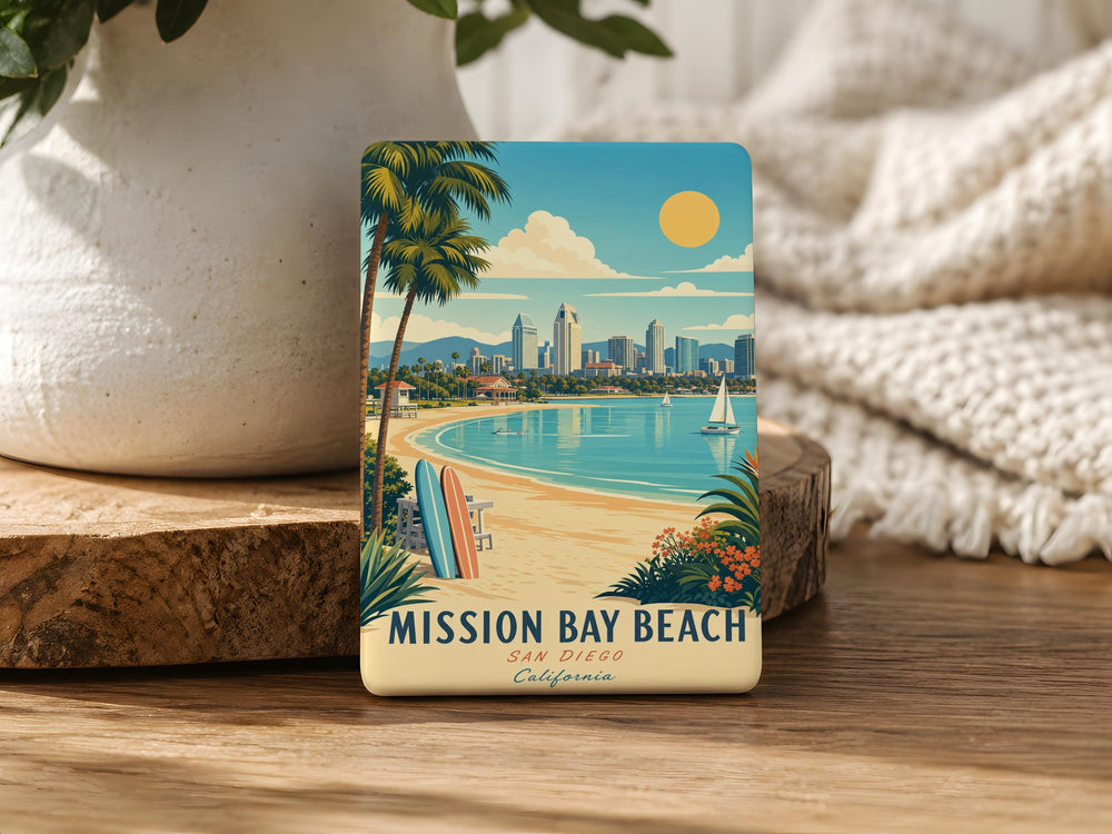 Mission Bay Beach Fridge Magnet, San Diego California Coastal Souvenir, Ocean Shoreline Vacation Travel Keepsake Magnet
