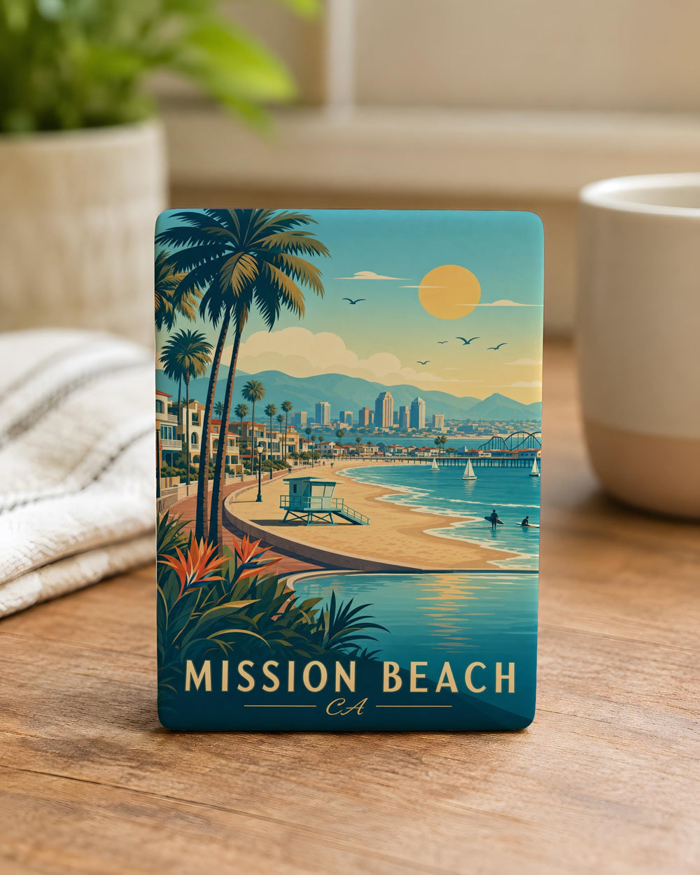Mission Beach California Fridge Magnet, San Diego Beach Souvenir, Coastal Vacation Travel Gift, Oceanfront Landmark Keepsake