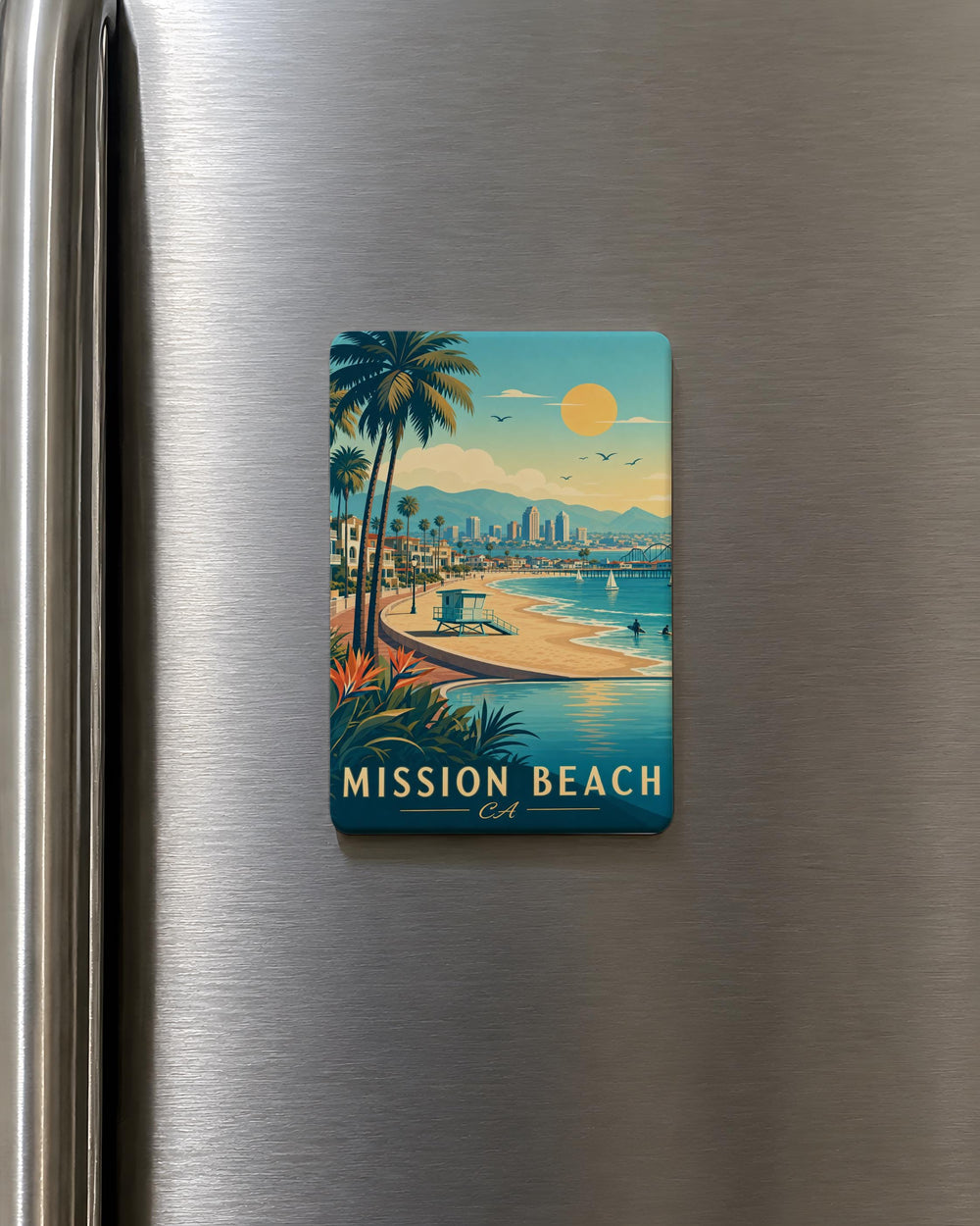 Mission Beach California Fridge Magnet, San Diego Beach Souvenir, Coastal Vacation Travel Gift, Oceanfront Landmark Keepsake