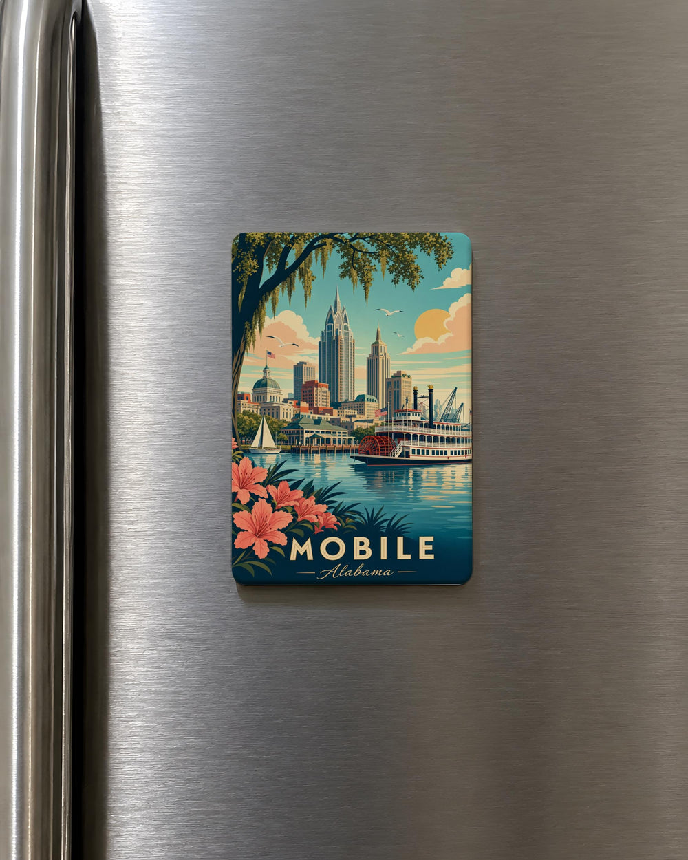 Mobile Alabama Fridge Magnet, Mobile AL Souvenir Magnet, Alabama Gulf Coast Travel Keepsake, Mobile Bay Landmark Magnet