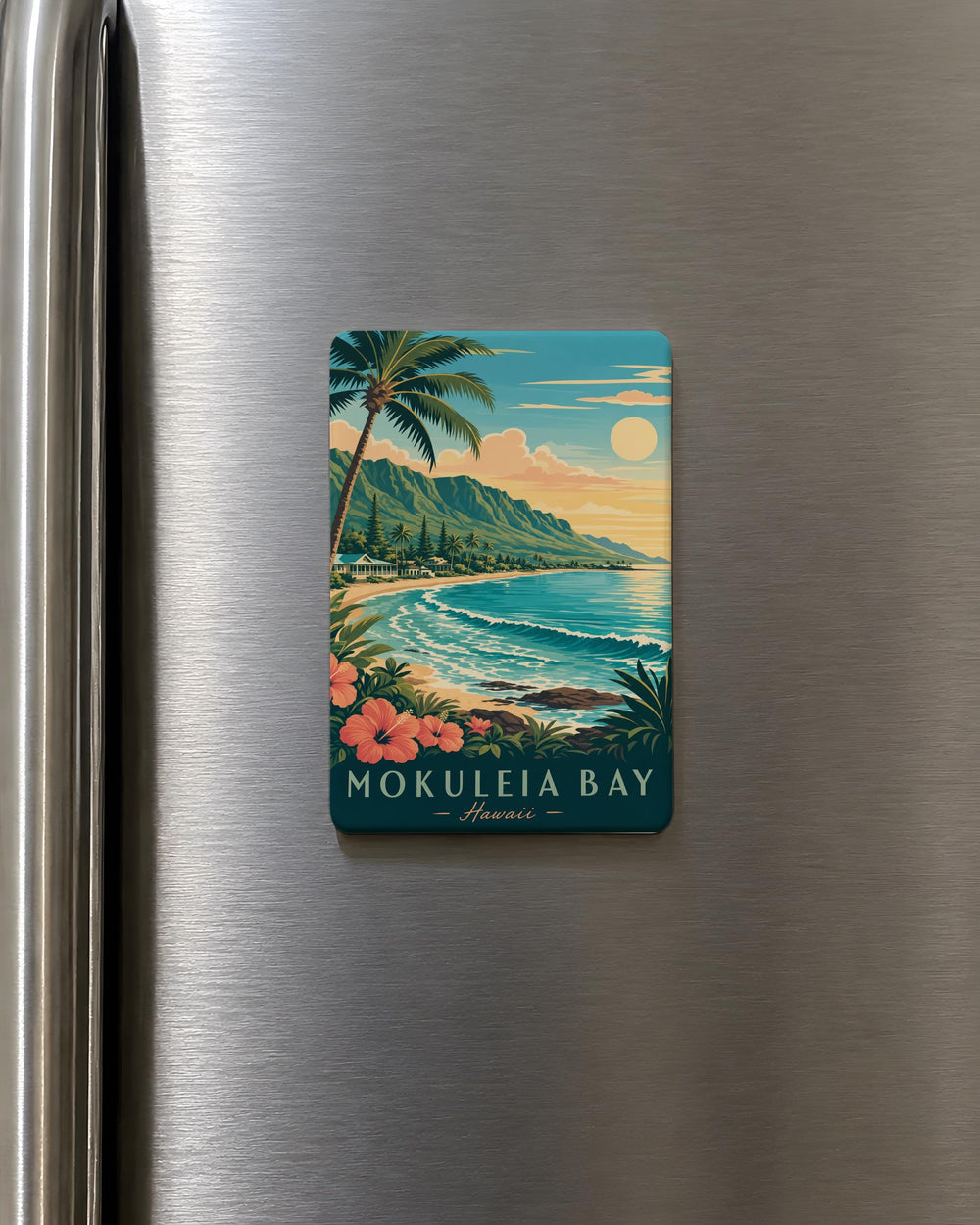 Mokuleia Bay Hawaii Fridge Magnet, Oahu Beach Scene Souvenir Magnet, Hawaiian Coastline Travel Gift