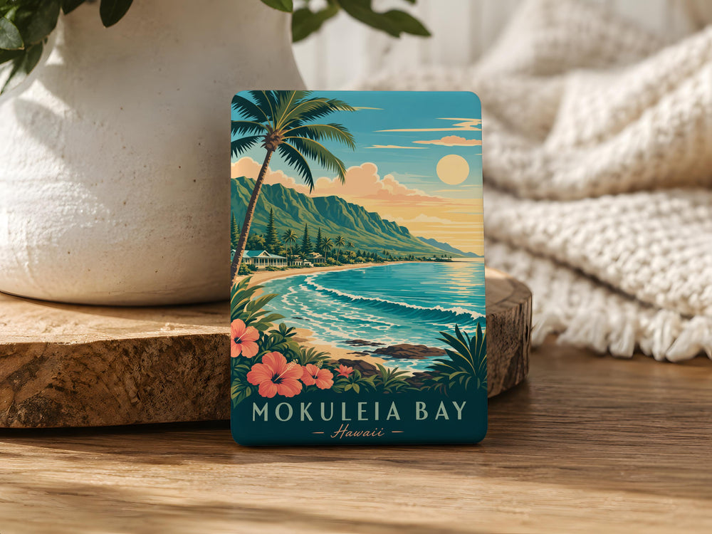 Mokuleia Bay Hawaii Fridge Magnet, Oahu Beach Scene Souvenir Magnet, Hawaiian Coastline Travel Gift