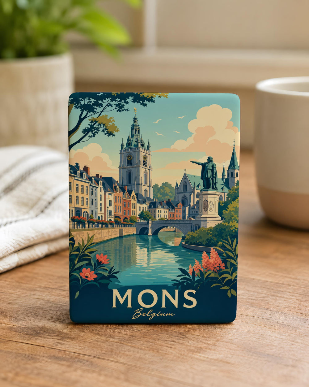 Mons Belgium Fridge Magnet, Mons City Souvenir Magnet, Belgium Travel Gift, Mons Landmark Keepsake Magnet