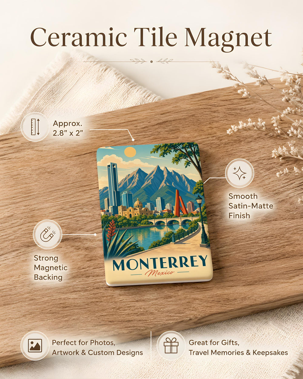 Monterrey Mexico Fridge Magnet, Monterrey City Souvenir Magnet, Nuevo Leon Travel Keepsake, Mexico Landmark Refrigerator Magnet