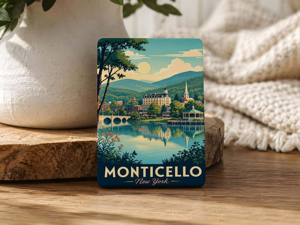 Monticello NY Fridge Magnet, Monticello New York Souvenir Magnet, Catskills Travel Gift, Upstate NY Keepsake Magnet