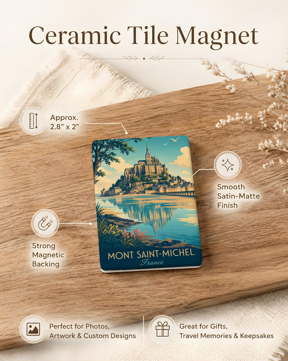 Mont Saint-Michel France Fridge Magnet, Normandy Abbey Island Landmark Souvenir Magnet, French Travel Destination Magnet