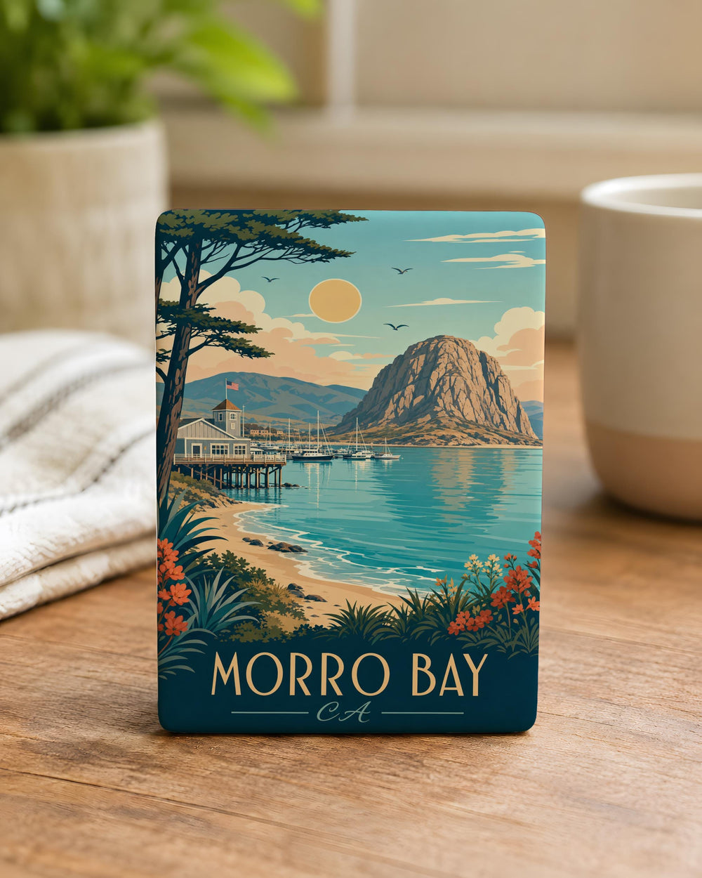 Morro Bay California Fridge Magnet, Morro Rock Coastal Landmark Souvenir, Central Coast CA Travel Gift, Beach Town Keepsake