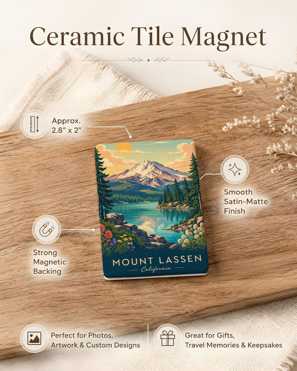 Mount Lassen California Fridge Magnet, Lassen Volcanic National Park Souvenir Magnet, Mount Lassen CA Travel Gift