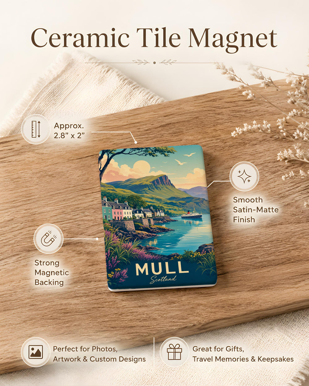 Isle of Mull Scotland Fridge Magnet, Mull Scotland Souvenir Magnet, Scottish Island Travel Gift, Mull Landmark Keepsake Magnet