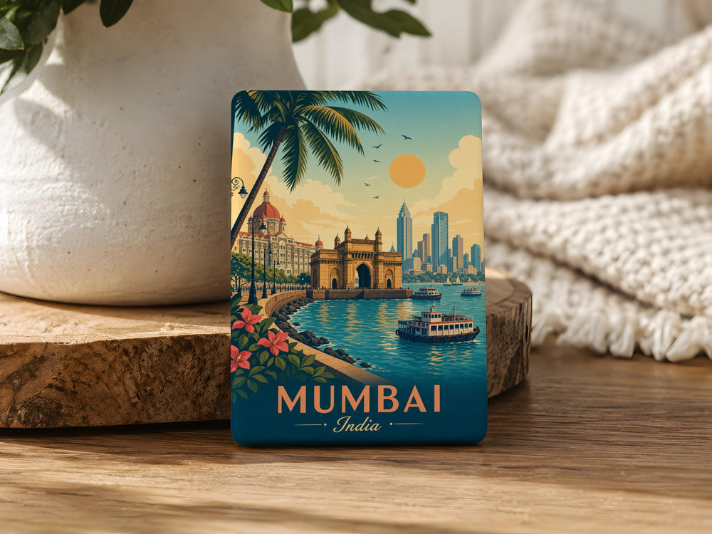 Mumbai India Fridge Magnet, Mumbai Skyline Souvenir Magnet, India Travel Keepsake, Mumbai Landmark Refrigerator Magnet