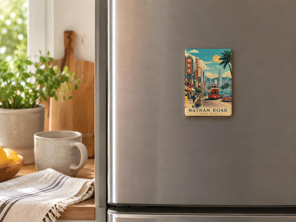 Nathan Road Fridge Magnet, Hong Kong Street Sign Souvenir Magnet, Kowloon Travel Gift, City Landmark Keepsake Magnet