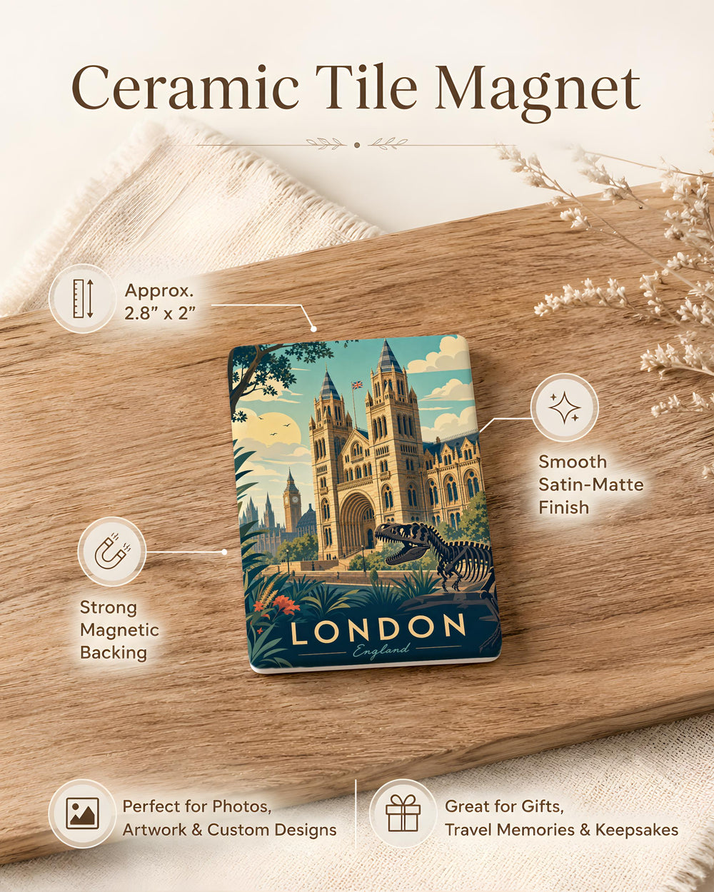 Natural History Museum London Fridge Magnet, Museum Souvenir Magnet, London Landmark Travel Gift, UK Museum Keepsake Magnet
