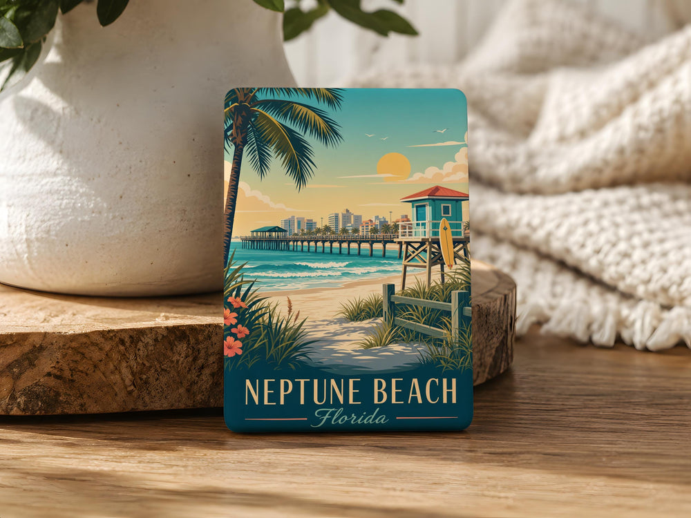Neptune Beach FL Fridge Magnet, Neptune Beach Florida Souvenir Magnet, Coastal Beach Town Travel Keepsake Gift