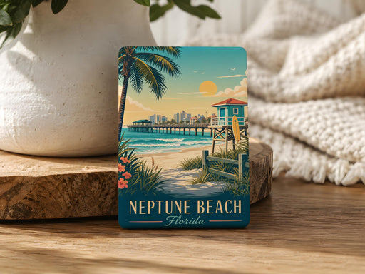 Neptune Beach FL Fridge Magnet, Neptune Beach Florida Souvenir Magnet, Coastal Beach Town Travel Keepsake Gift
