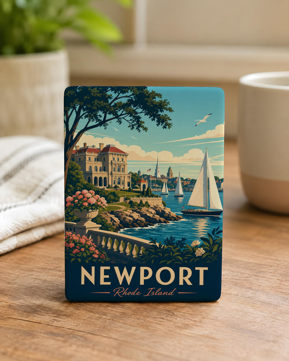Newport Rhode Island Fridge Magnet, Newport RI Souvenir Magnet, Coastal New England Travel Keepsake Magnet