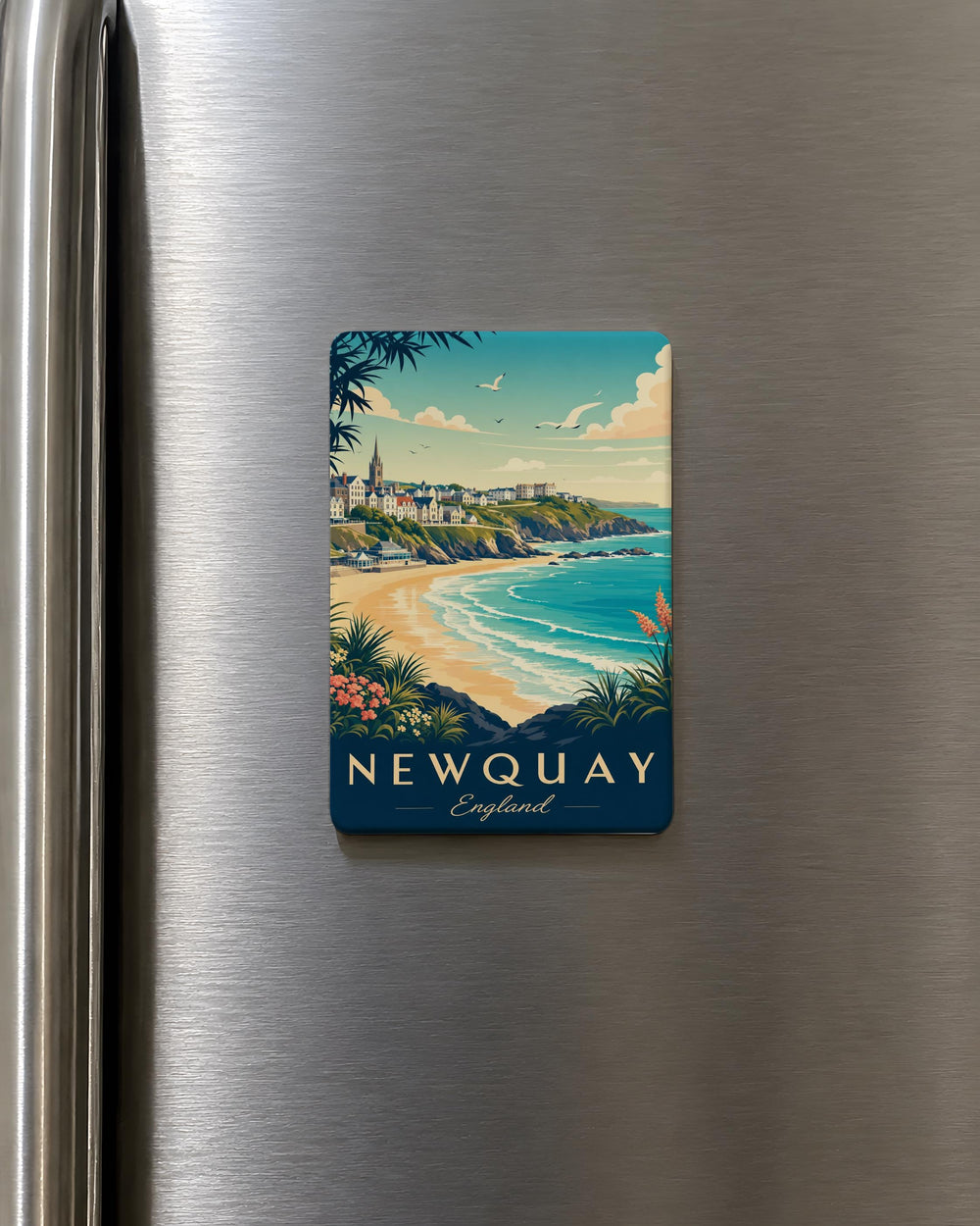 Newquay England Fridge Magnet, Newquay Cornwall Souvenir Magnet, Newquay UK Travel Gift, Coastal Town Keepsake Magnet
