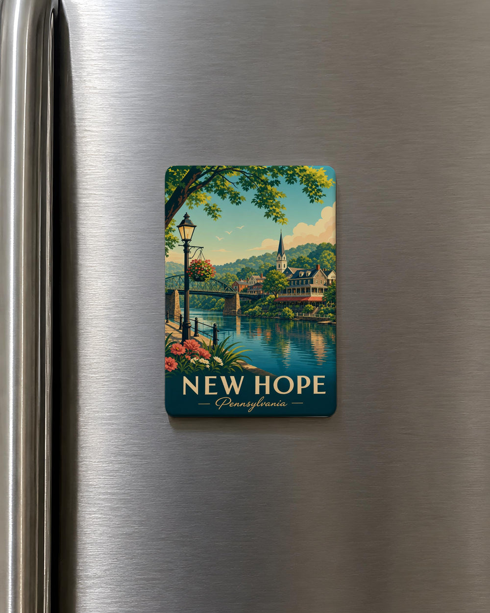 New Hope Pennsylvania Fridge Magnet, New Hope PA Souvenir Magnet, Bucks County Travel Gift, Pennsylvania Keepsake Magnet