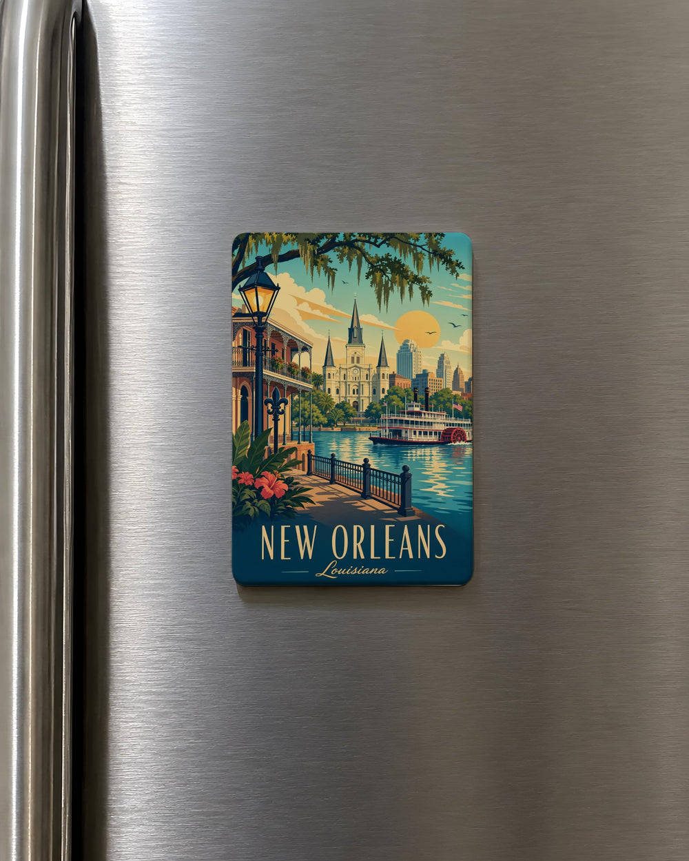 New Orleans Louisiana Fridge Magnet, New Orleans Souvenir Magnet, Louisiana Travel Gift, Crescent City Landmark Magnet
