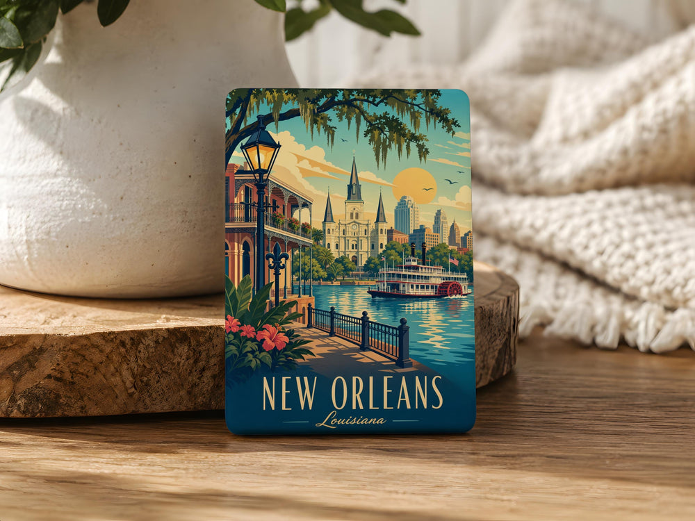 New Orleans Louisiana Fridge Magnet, New Orleans Souvenir Magnet, Louisiana Travel Gift, Crescent City Landmark Magnet