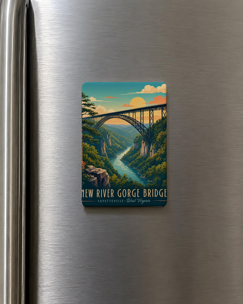 New River Gorge Bridge Fridge Magnet, West Virginia Landmark Souvenir, Scenic Bridge Travel Gift, National Park Keepsake