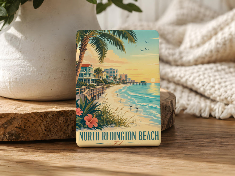 North Redington Beach FL Fridge Magnet, Florida Beach Town Souvenir Magnet, Gulf Coast Vacation Keepsake, Coastal Location Magnet