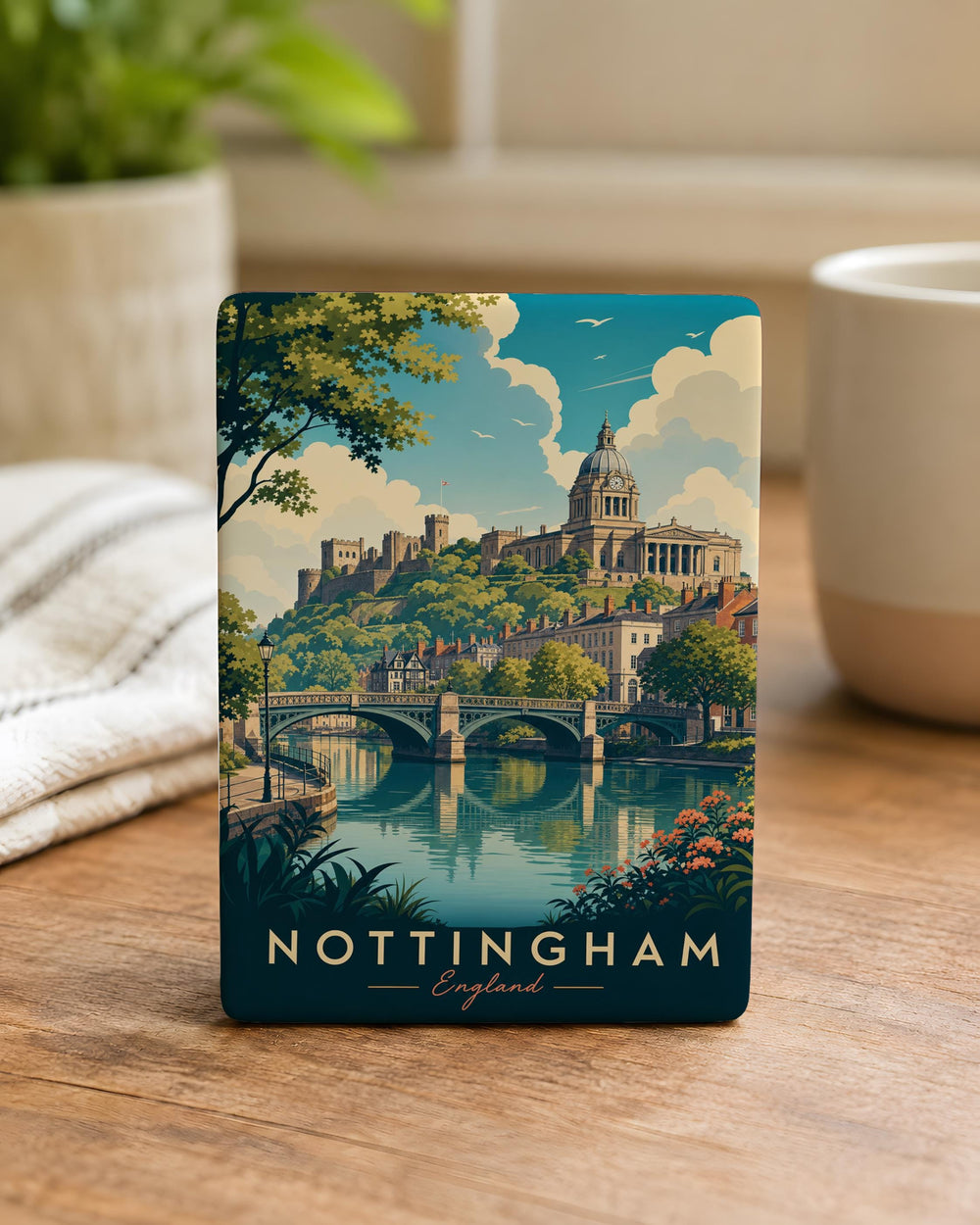 Nottingham England Fridge Magnet, Nottingham City Souvenir Magnet, UK Travel Keepsake Refrigerator Magnet