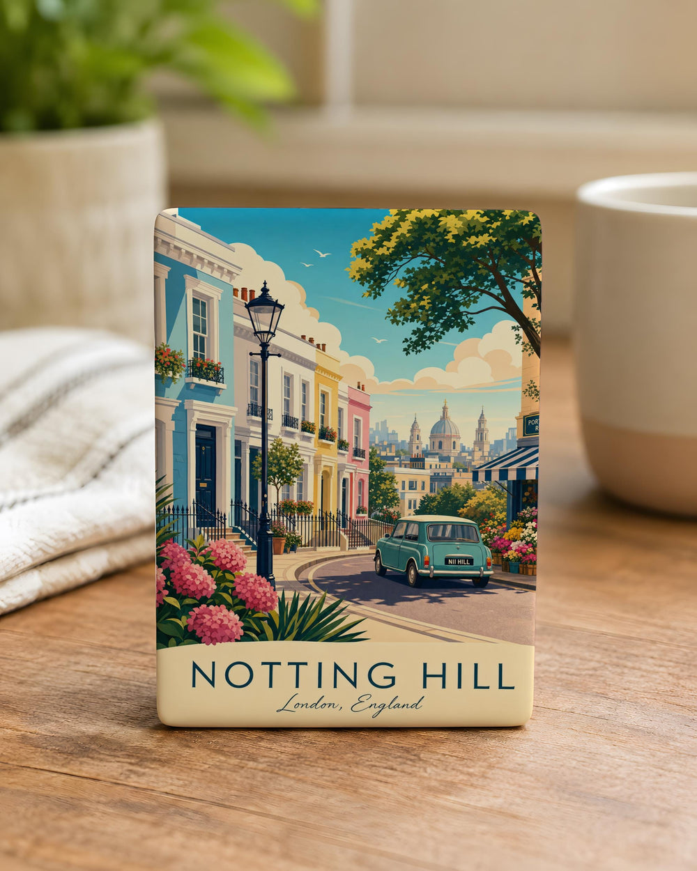 Notting Hill Fridge Magnet, London Neighborhood Souvenir, Portobello Road Market, Travel Keepsake, UK Gift