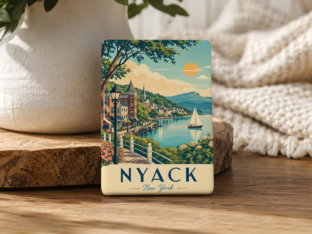 Nyack NY Fridge Magnet, Nyack New York Souvenir Magnet, Hudson River Town Travel Gift, Nyack Landmark Keepsake Magnet