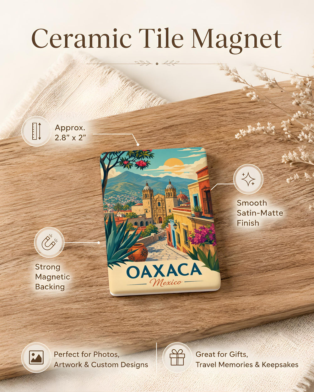 Oaxaca Mexico Fridge Magnet, Oaxaca City Souvenir Magnet, Mexico Travel Keepsake, Oaxaca Landmark Refrigerator Magnet
