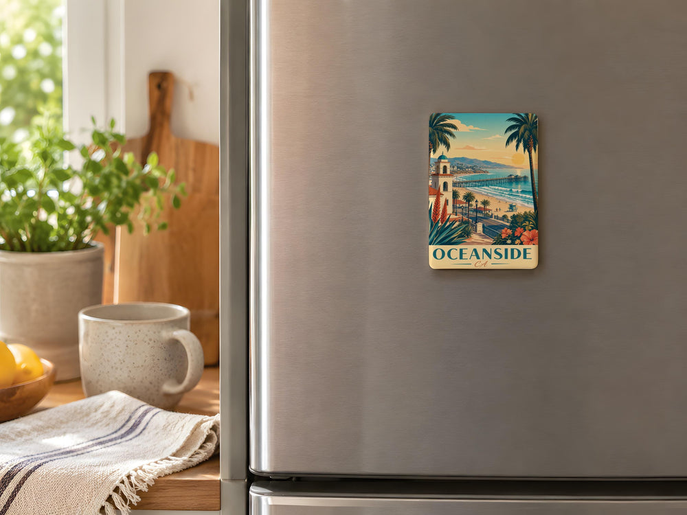 Oceanside CA Fridge Magnet, Oceanside California Souvenir Magnet, Coastal Beach Town Travel Keepsake Magnet