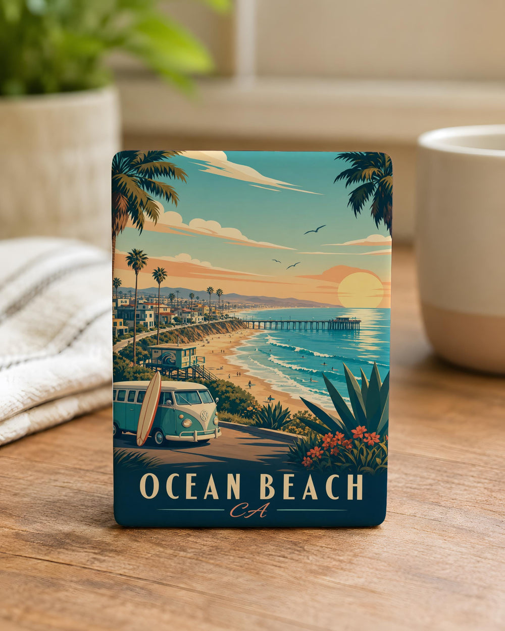 Ocean Beach CA Fridge Magnet, San Diego California Souvenir Magnet, Ocean Beach Travel Gift, Coastal Beach Town Magnet