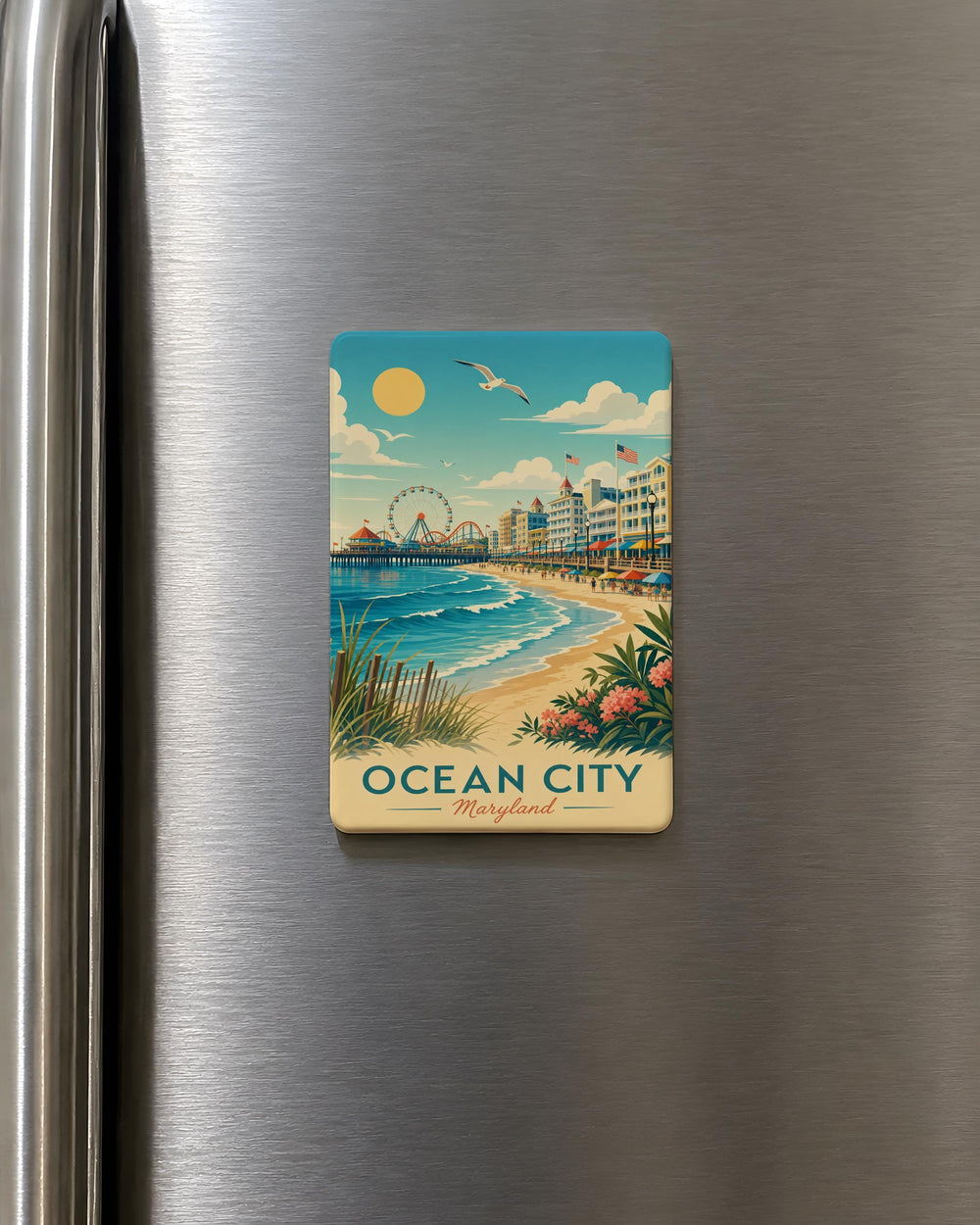 Ocean City Maryland Fridge Magnet, Ocean City Souvenir Magnet, Maryland Beach Vacation Travel Keepsake Magnet
