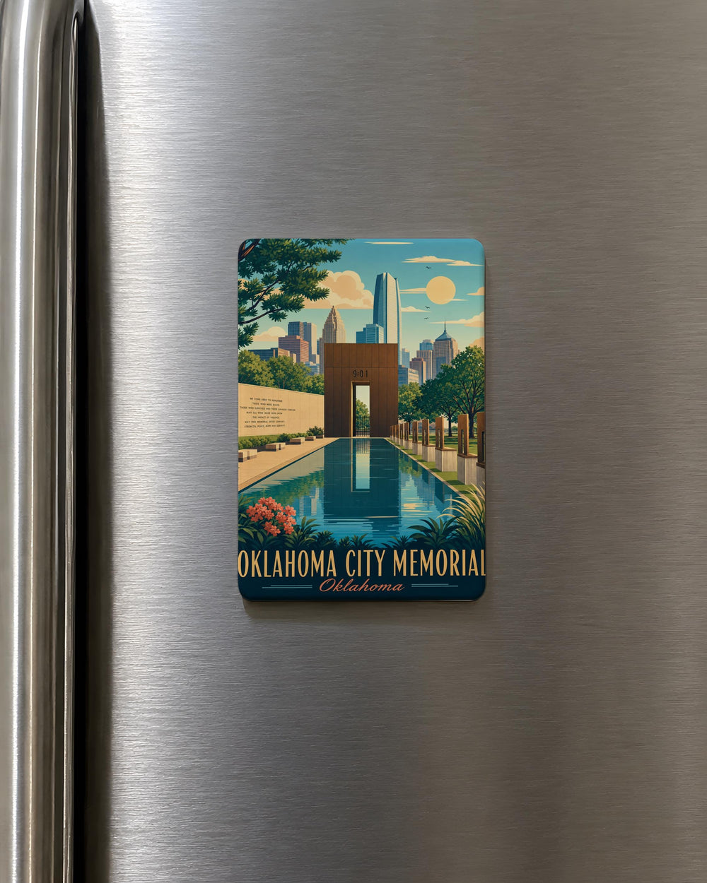 Oklahoma City National Memorial Fridge Magnet, Oklahoma City Memorial Tribute Souvenir Magnet, Remembrance Gift Magnet
