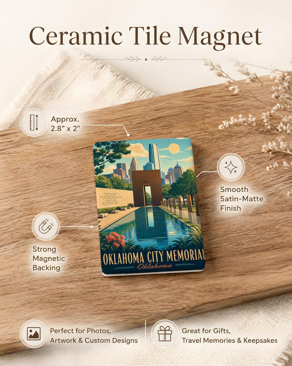 Oklahoma City National Memorial Fridge Magnet, Oklahoma City Memorial Tribute Souvenir Magnet, Remembrance Gift Magnet