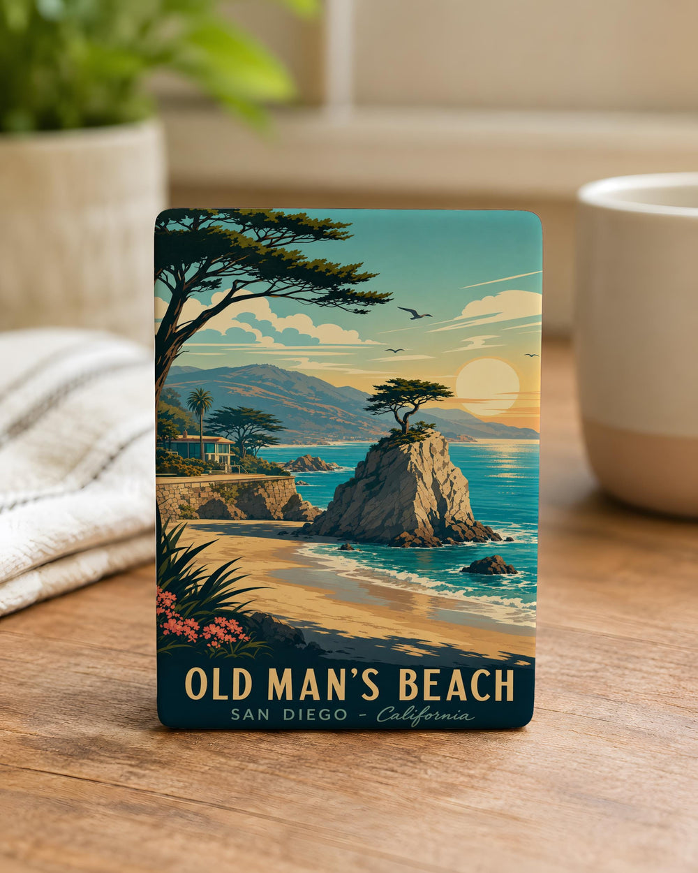 Old Man’s Beach Fridge Magnet, Old Mans Beach Coastal Landmark Souvenir, Beach Scene Refrigerator Magnet Gift