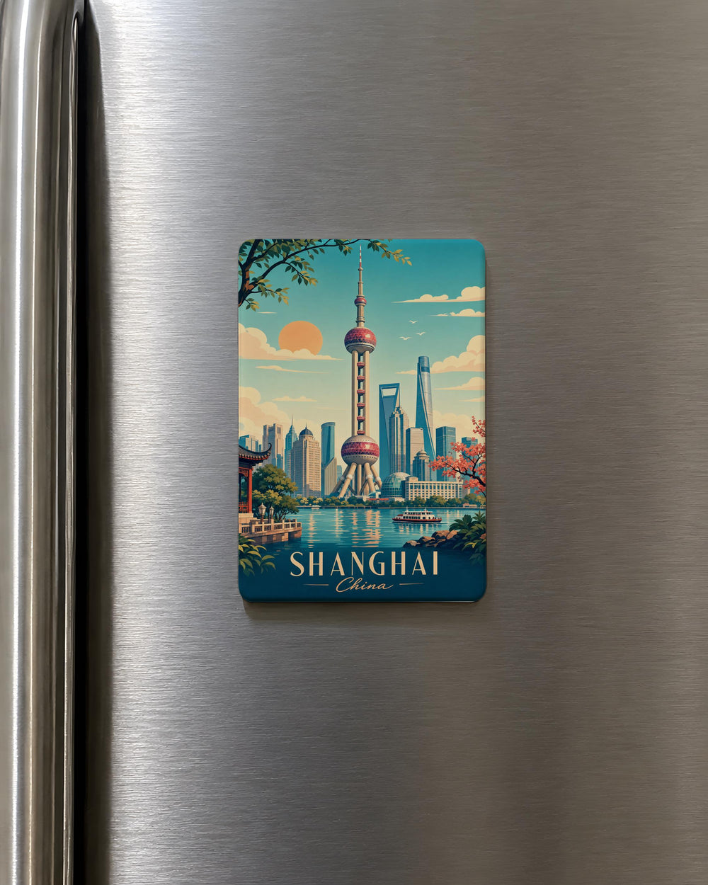 Oriental Pearl Tower Fridge Magnet, Shanghai Landmark Souvenir Magnet, China Travel Keepsake Magnet
